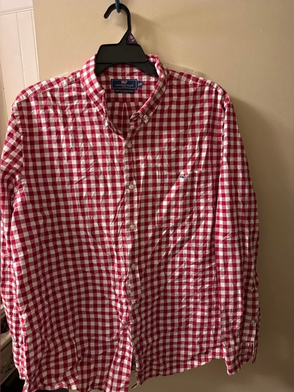 2xL SLIM FIT Vineyard Vines Men’s Red & White Gingham Button-Down Shirt